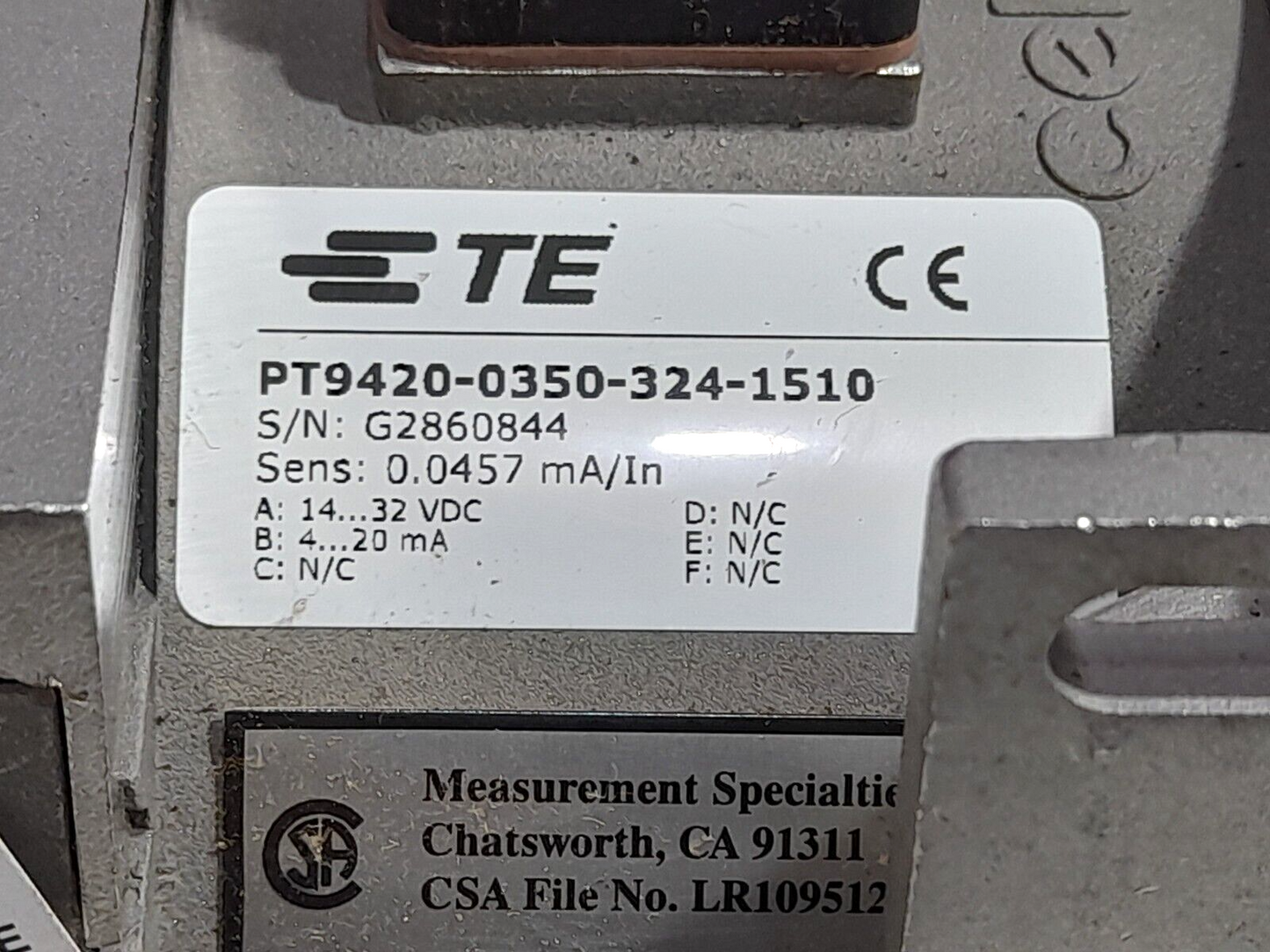 TE PT9420-0350-324-1510 String Potentiometer Celesco Transducer PT94200350324151