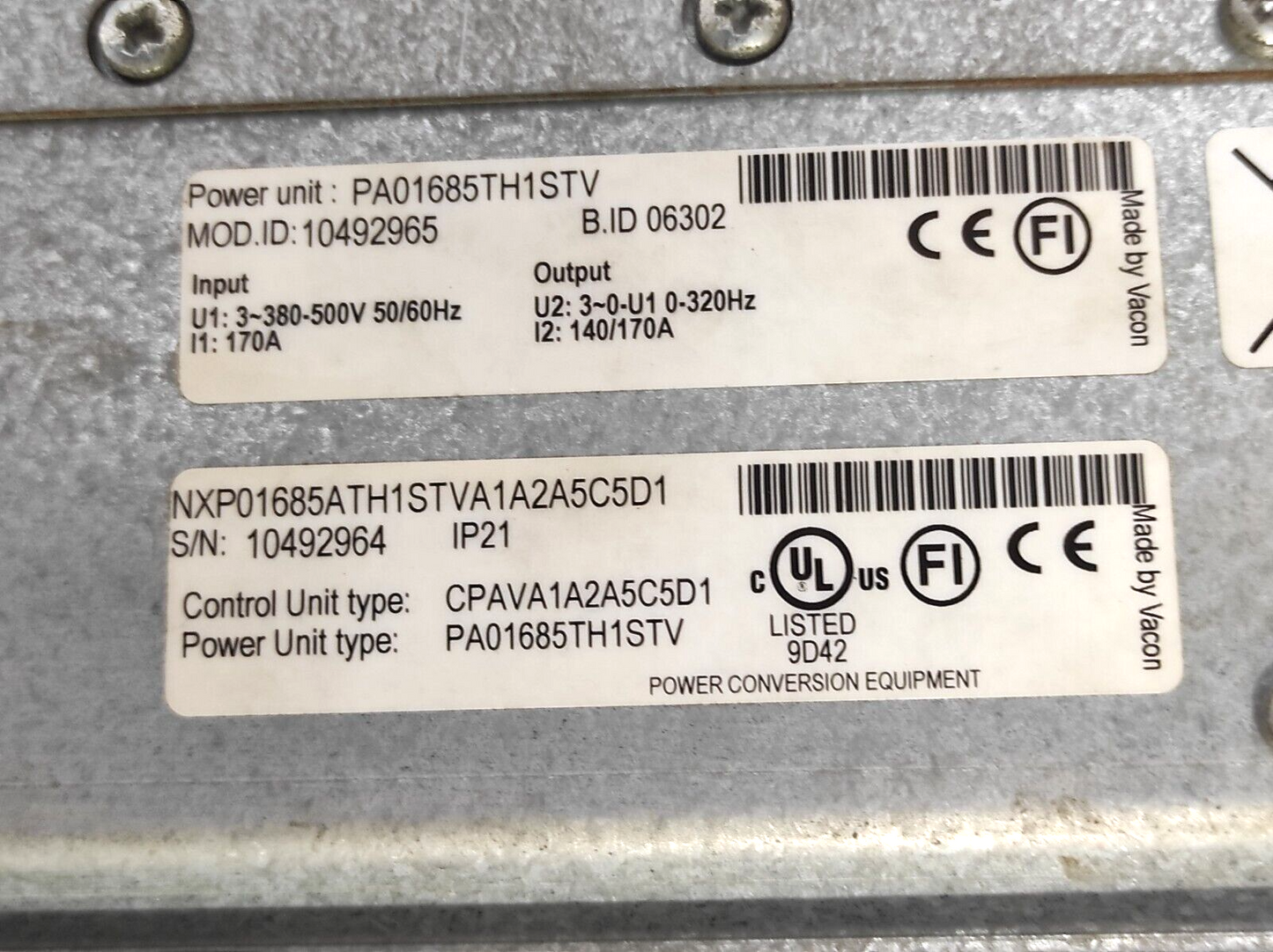 Vacon NXP01685ATH1STVA1A2A5C5D1 NXP AC Drive Frequency Converter