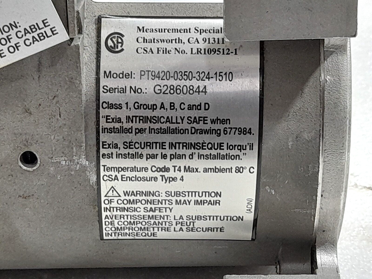 TE PT9420-0350-324-1510 String Potentiometer Celesco Transducer PT94200350324151