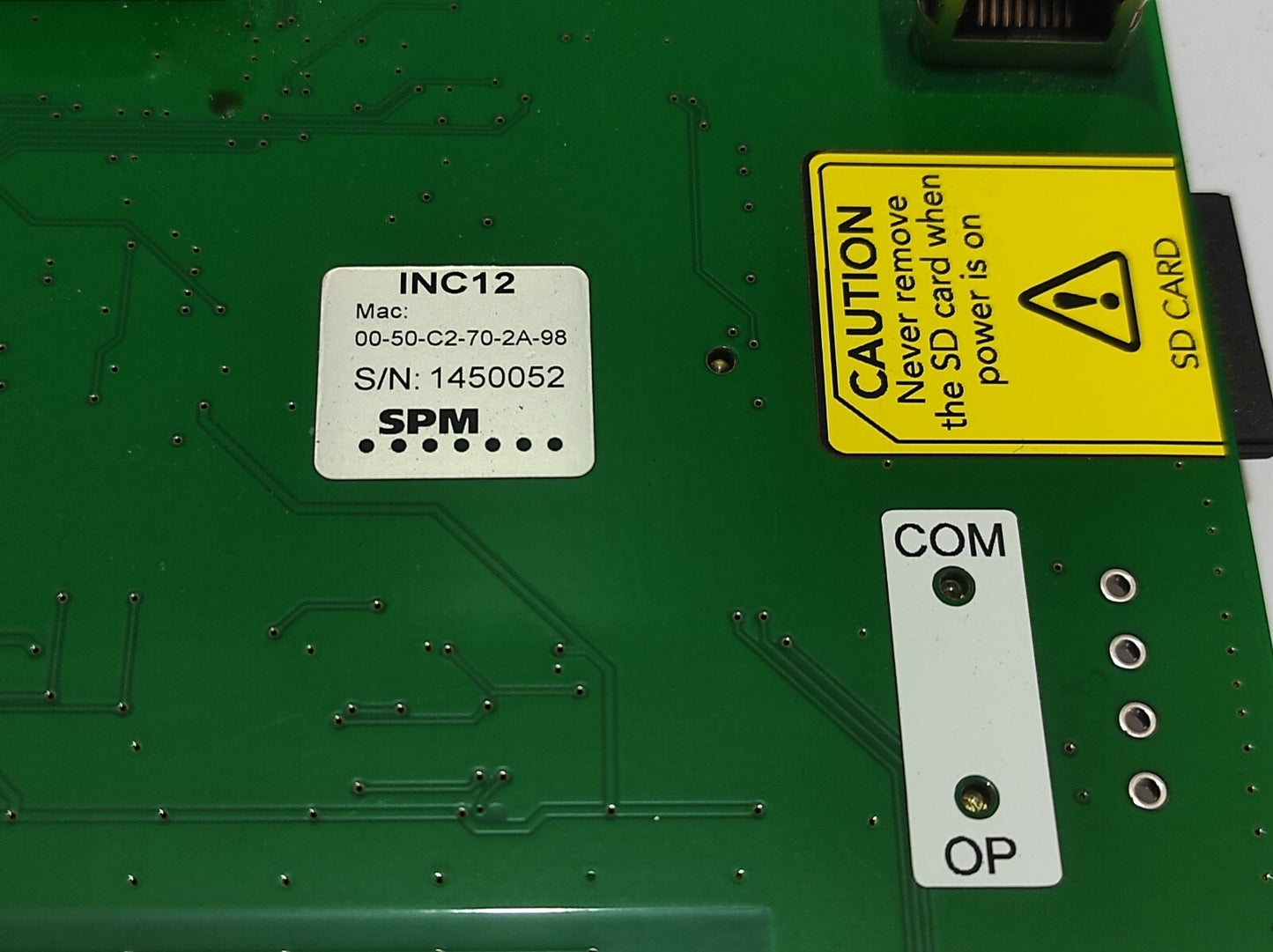 SPM INC12 PCB 00-50-C2-70-2A-98 0050C2702A98 SPM Instruments AB 20110419