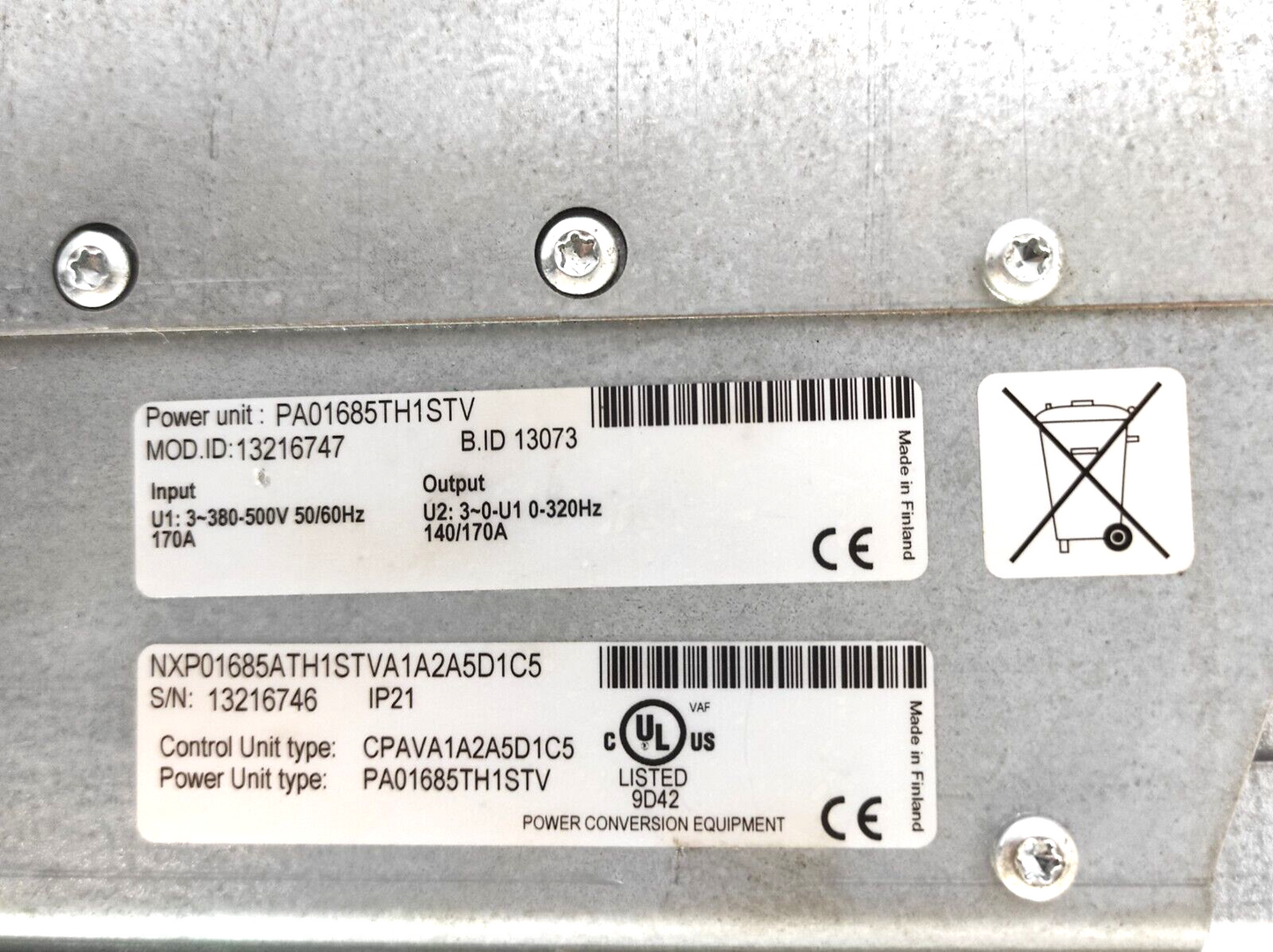 Vacon NXP01685ATH1STVA1A2A5D1C5 NXP AC Drive Frequency Converter