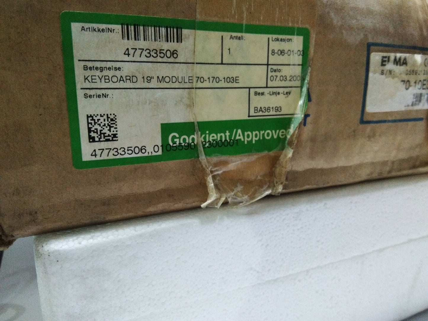 ELMA 70-170-10E3 KEYBOARD 19 INCH MODULE KONGSBERG SIMRAD ALPHA NUMERIC KEYPAD