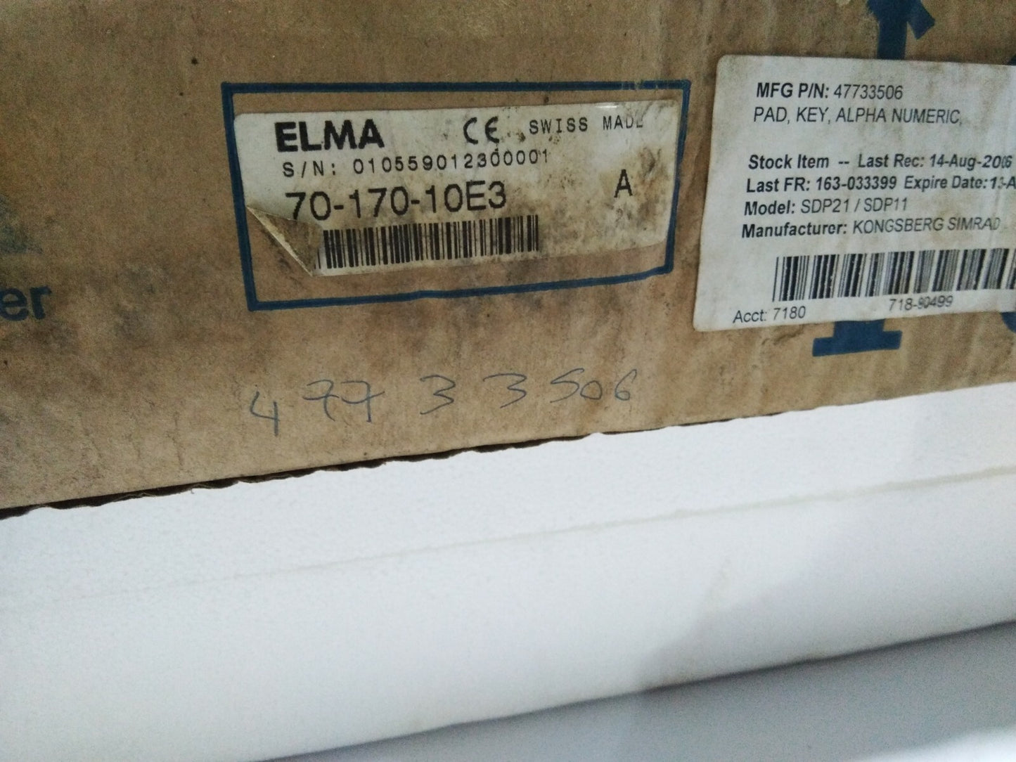 ELMA 70-170-10E3 KEYBOARD 19 INCH MODULE KONGSBERG SIMRAD ALPHA NUMERIC KEYPAD