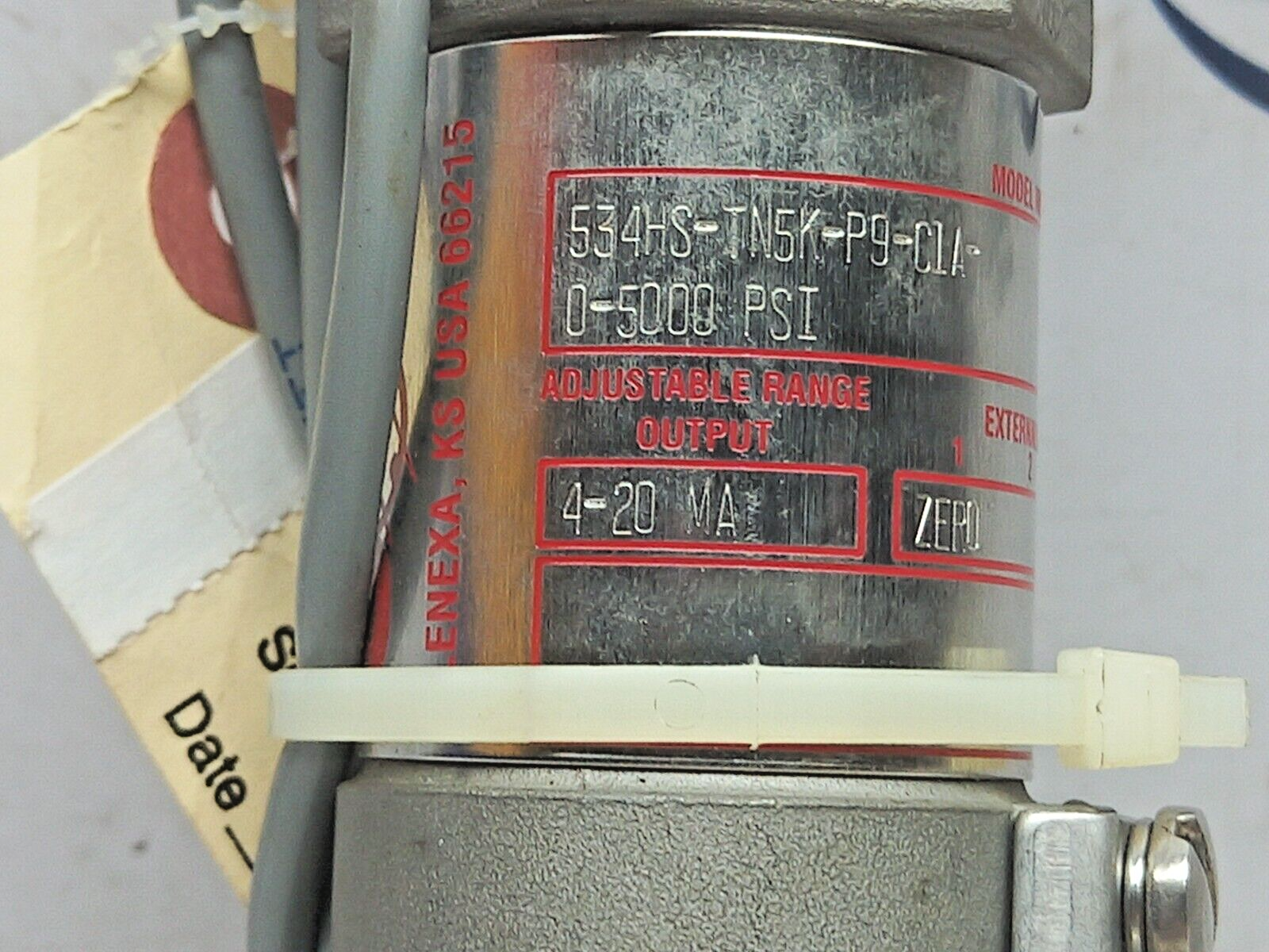 SOR 534HS-TN5K-P9-C1A Pressure Transmitter 0-5000Psi P/N 720-408 Rev 2