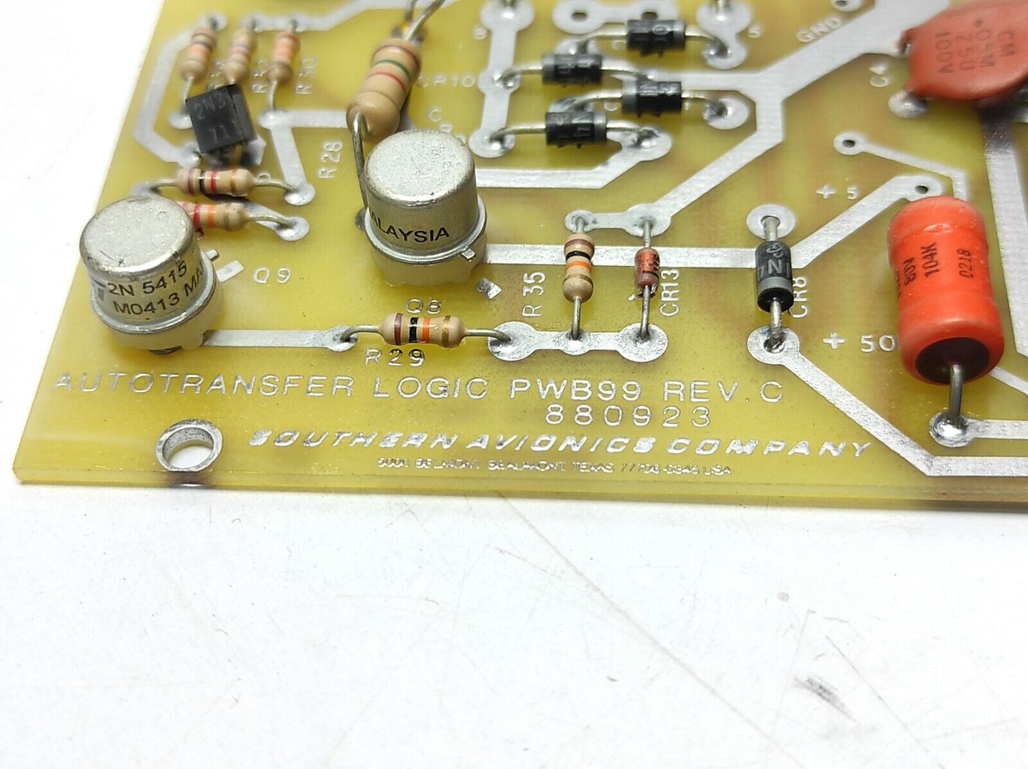 Southern Avionics 880923 Autotransfer Logic PWB 99 Rev C PCB SLP09904 Rev M PWB