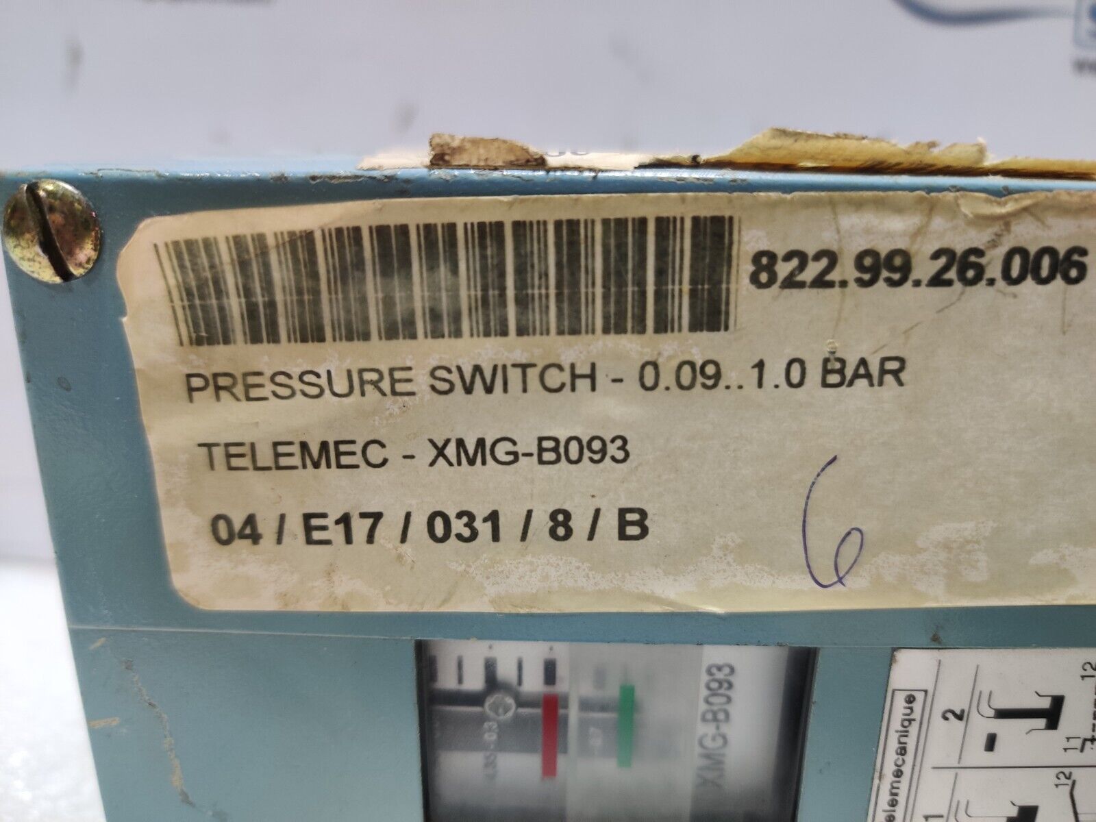 Telemecanique XMG-B093 Pressure Switch 0.09 To 1.0Bar