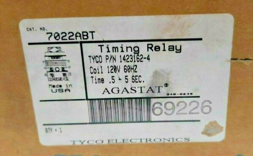 Agastat 7022ABT Timing Relay Tyco 1423162-4 Time Delay Relay