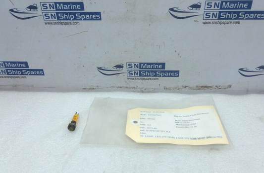 17-041352 Yellow Led Light 24VDC 22MA 8MM Hamworthy SN53-60 2PCs In Lot