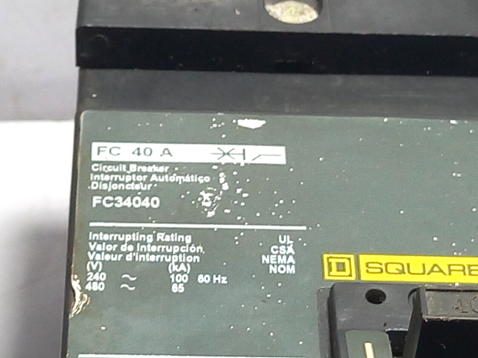 Square D FC34040 Circuit Breaker FC 40A