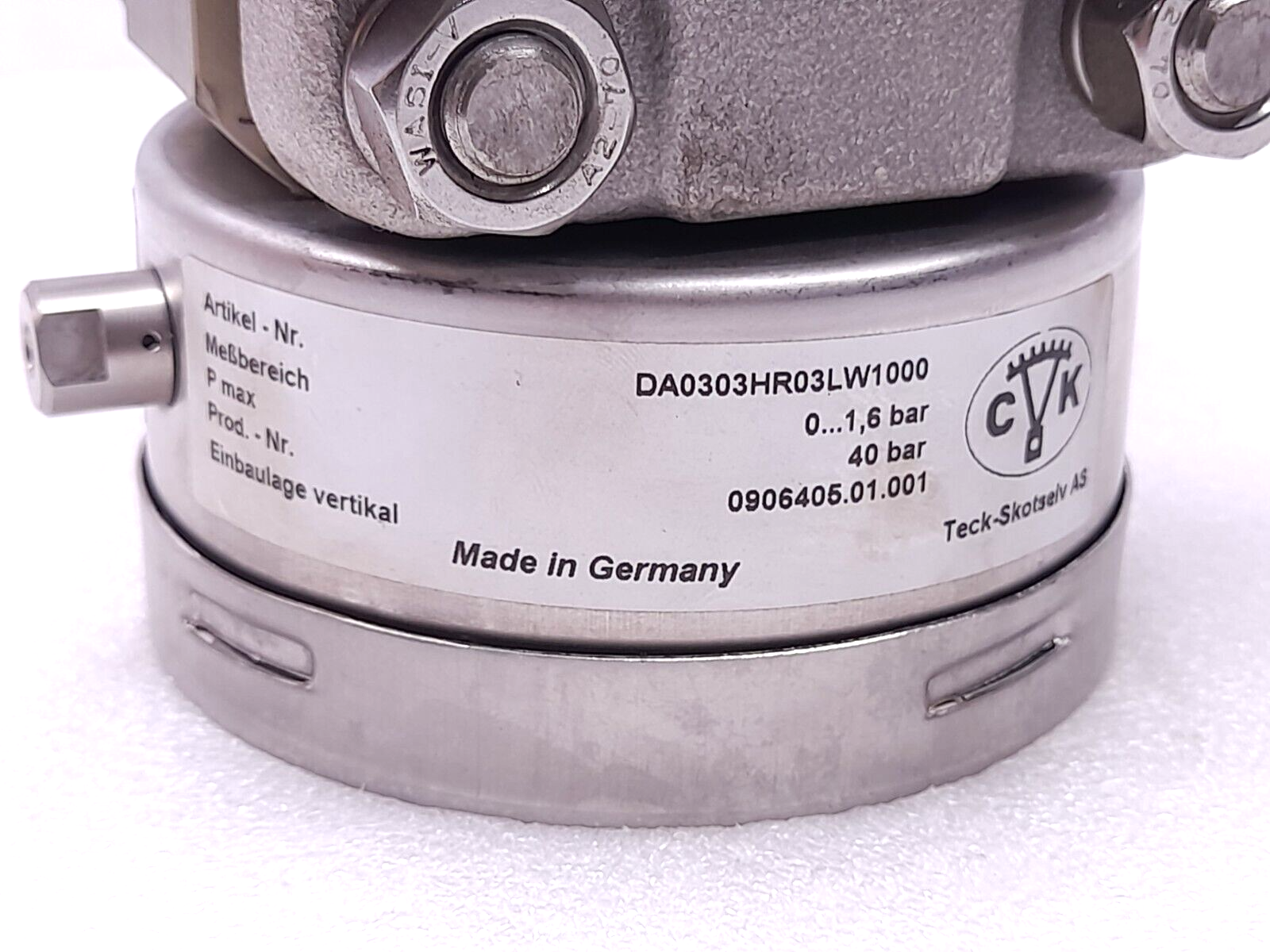 Teck Skotselv DA0303HR03LW1000 Differential Pressure Gauge Range 0…1.6 Bar Pmax