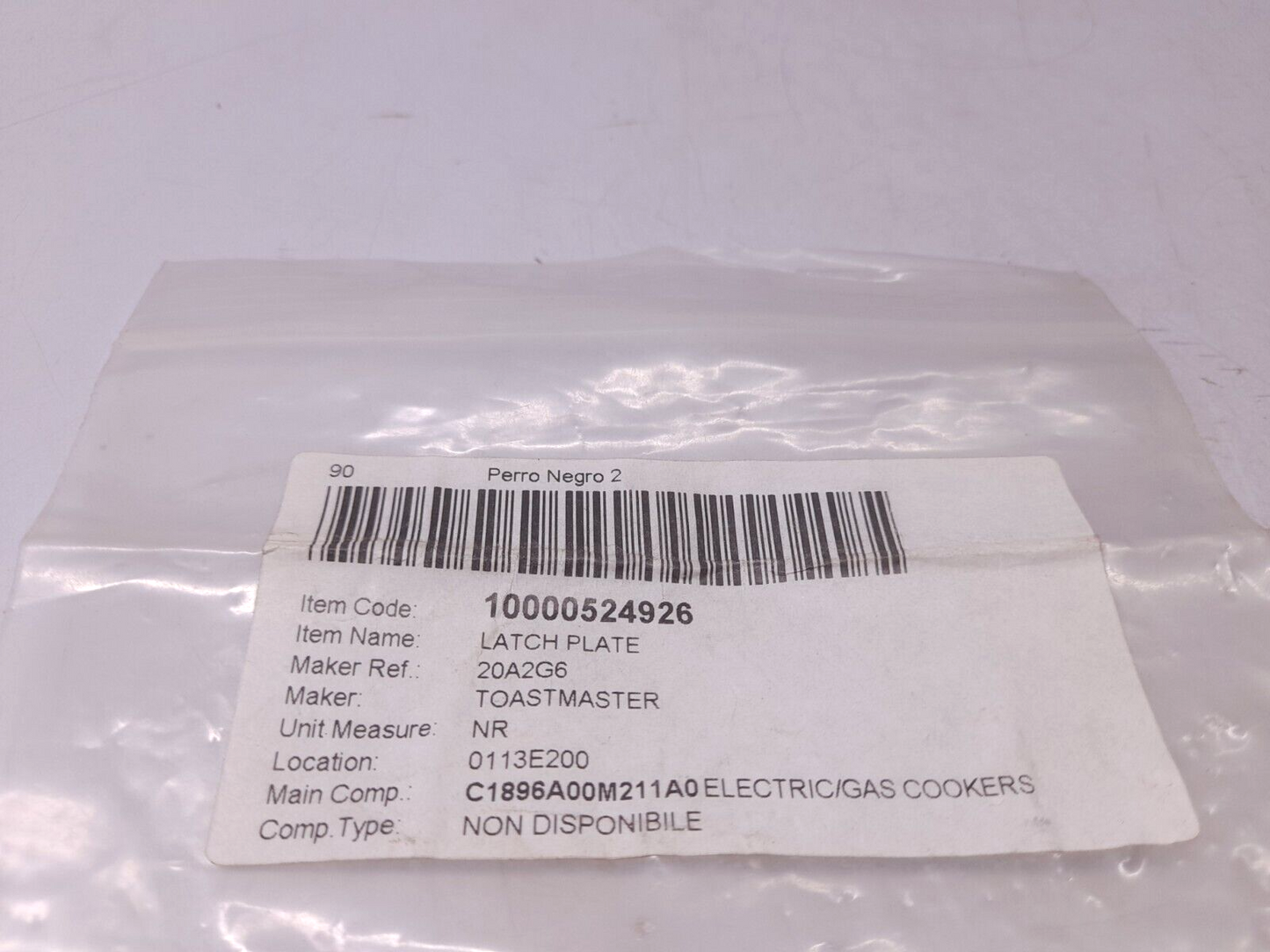 Toastmaster 20A2G6 Latch Plate / Unit Measure: NR / 2-pcs lot sale