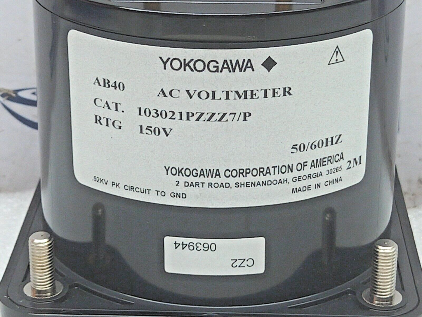 Yokogawa AB40 AC Voltmeter RTG:150V 50/60Hz 103021PZZZ7/P