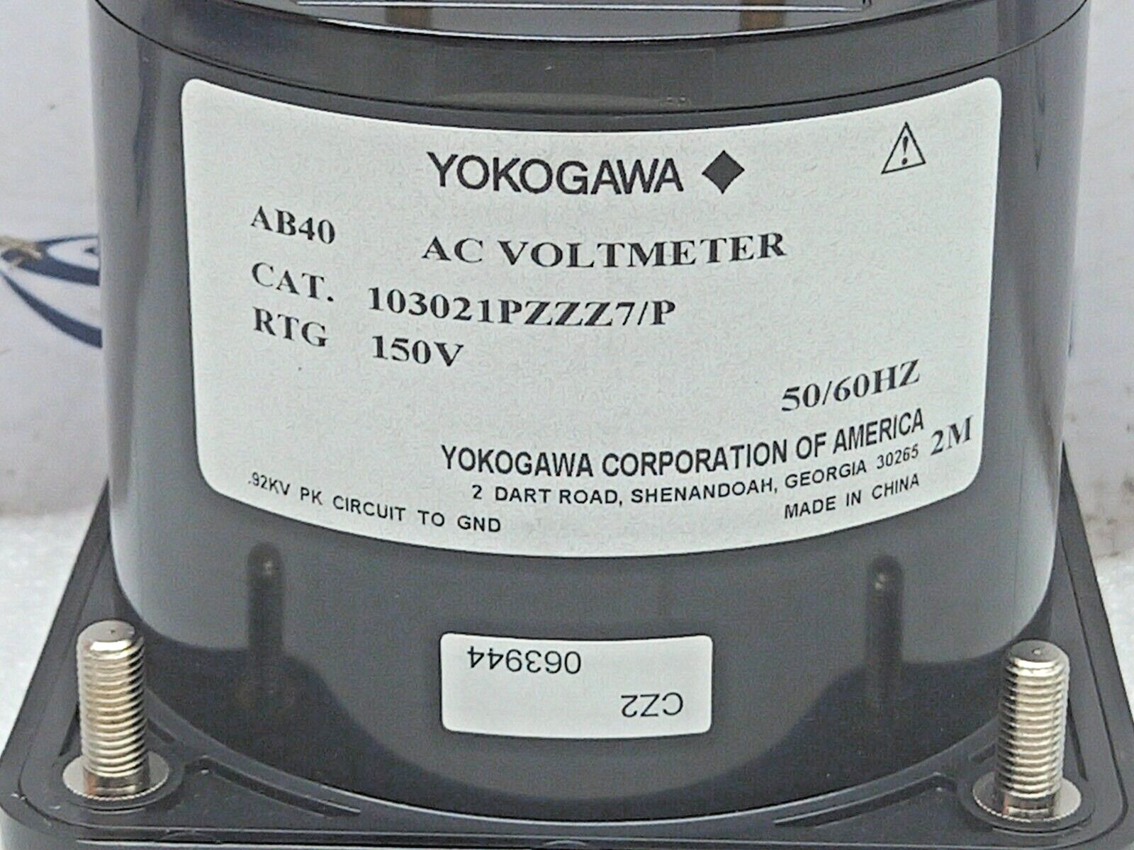Yokogawa AB40 AC Voltmeter RTG:150V 50/60Hz 103021PZZZ7/P