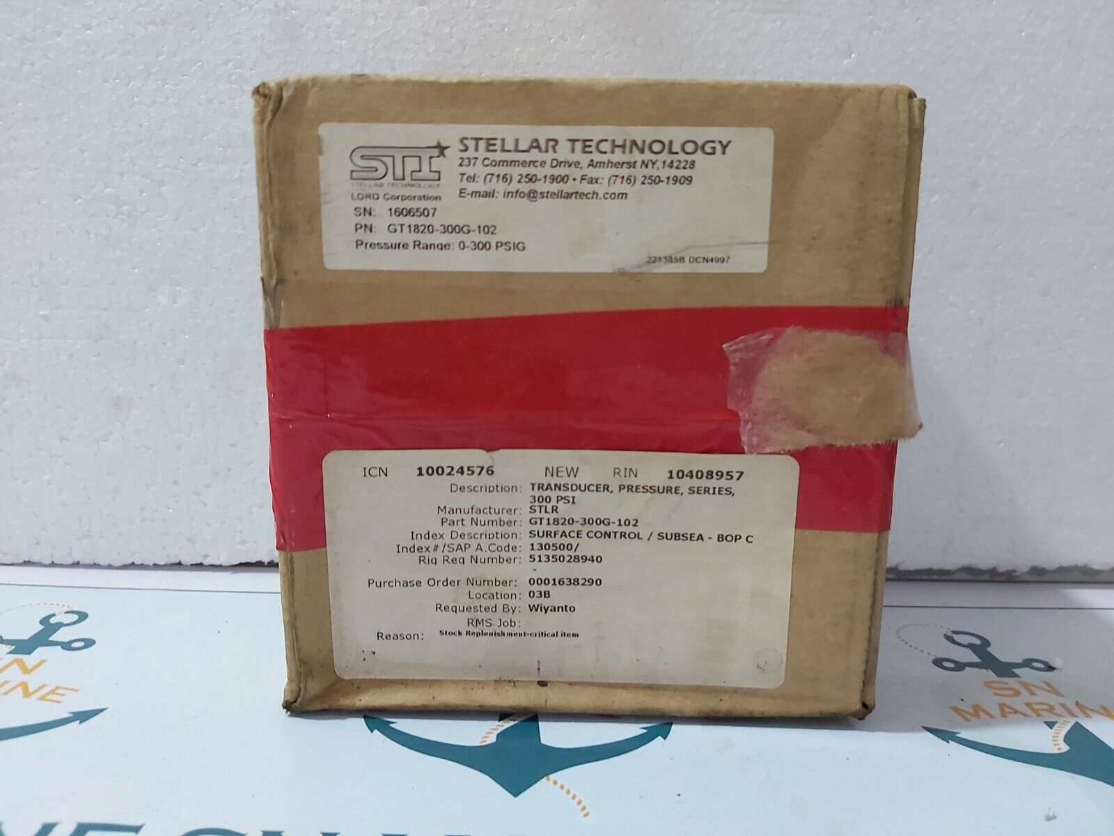 STELLAR GT1820-300 G-102 PRESSURE TRANSDUCER 0-300 PSIG  