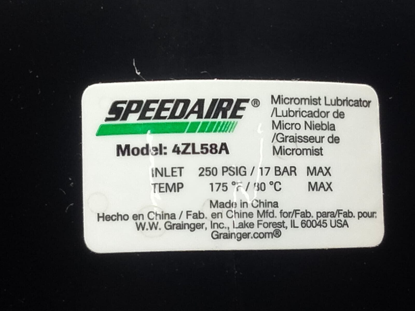Speedair 4ZL99 Filter/Regulator/Lubricator 5 To 150 PSI 4ZL09A 4ZM09A 4ZL58A