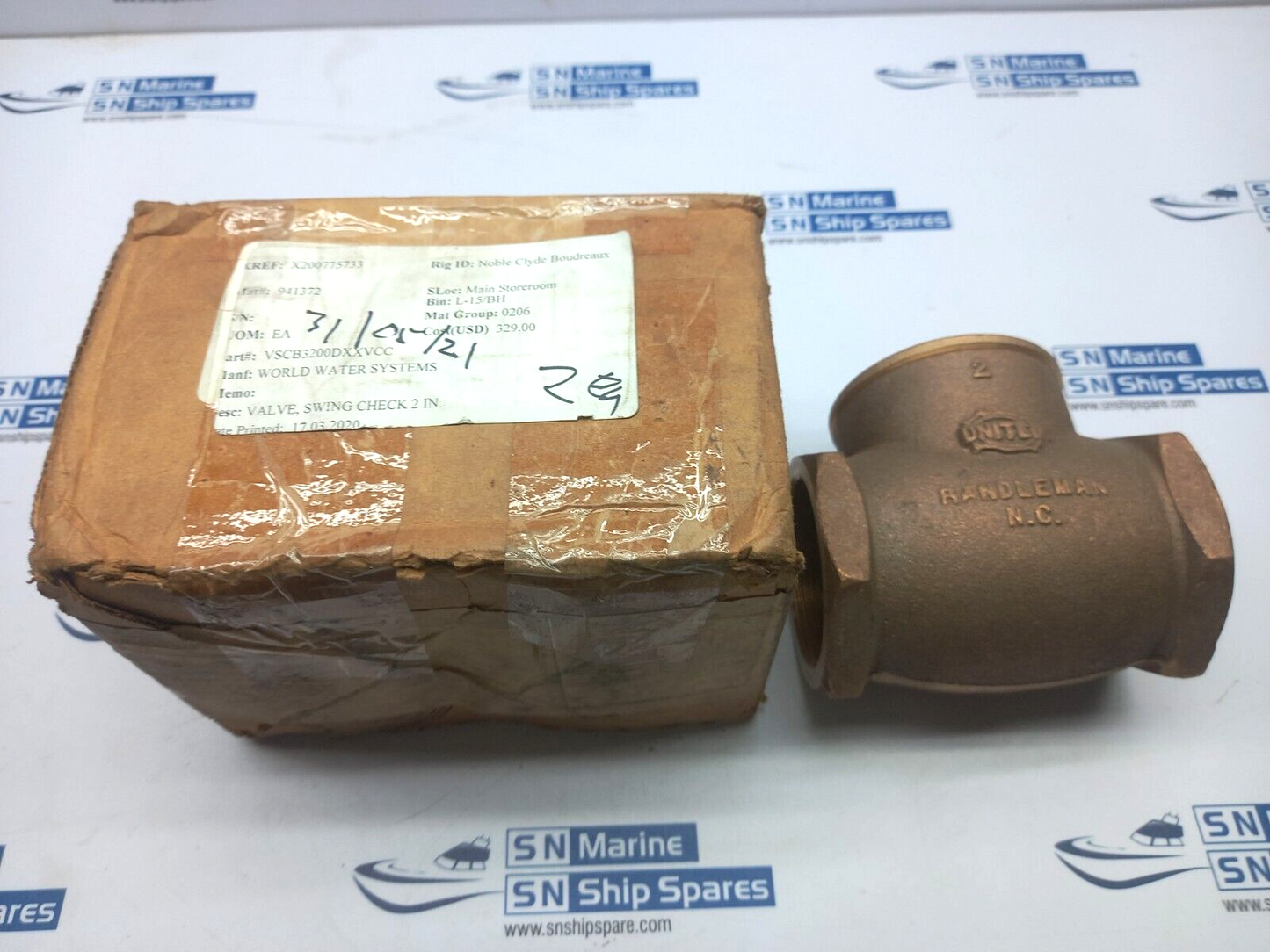 United Brass-Randleman N.C. 2IN Swing Check Valve World Water System VSCB200