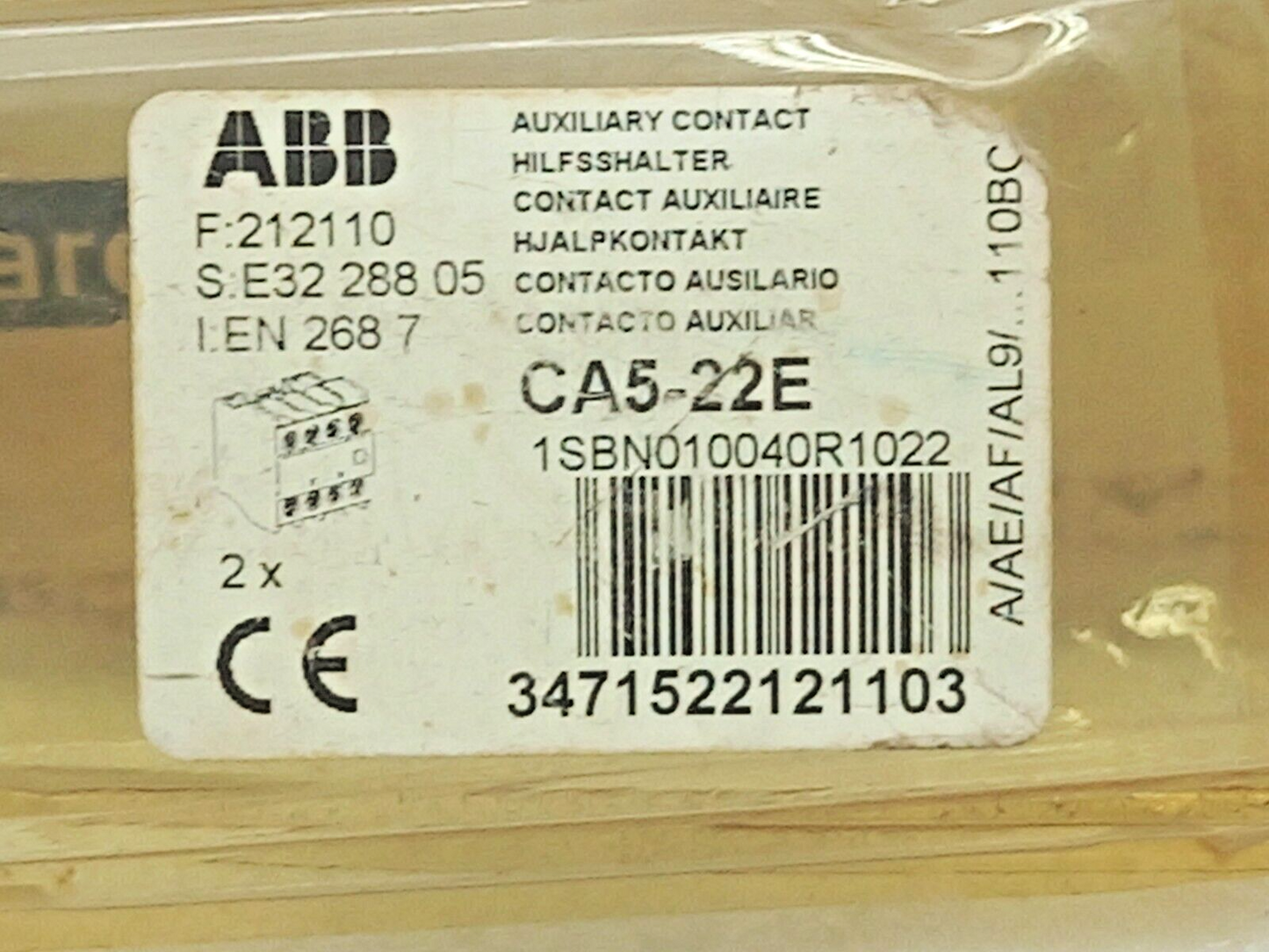 ABB CA5-22E Contact Auxiliaire A600 Q300 2PCs In Lot