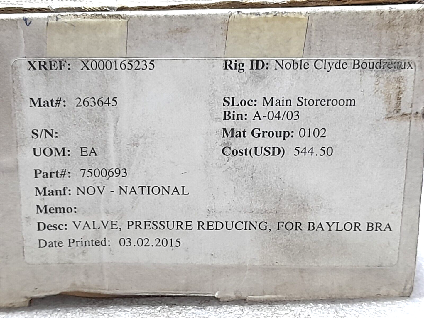 Sun Hydraulics BBP/S With PBFB-LAN NOV 7500693 Pressure Reducing Valve