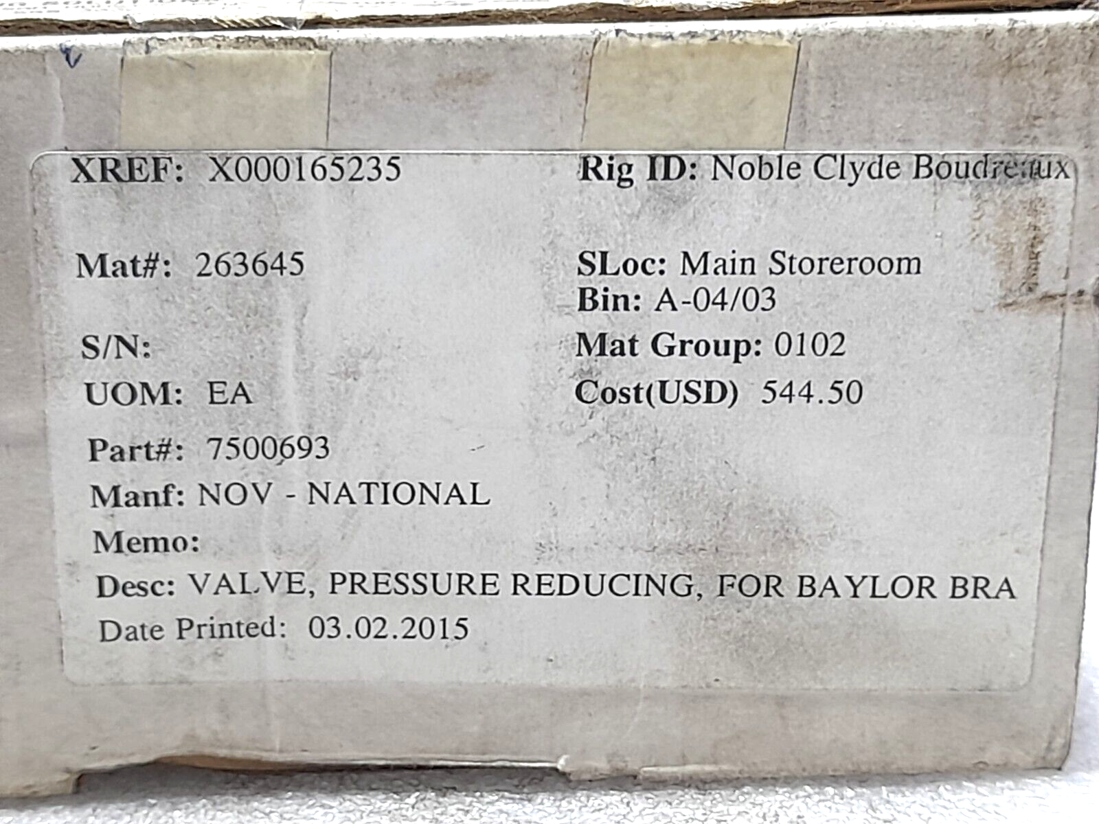Sun Hydraulics BBP/S With PBFB-LAN NOV 7500693 Pressure Reducing Valve