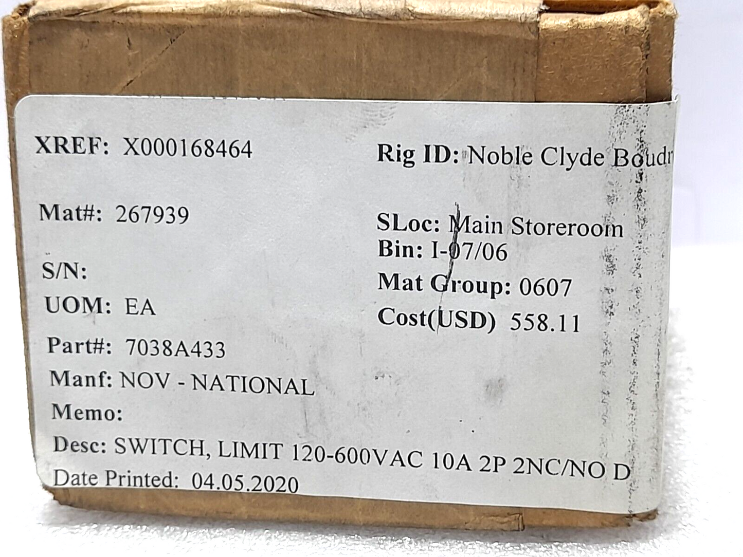 Square D 9007CR61B2 Ser A Limit Switch NOV 7038A433 9007 CR61B2 Head Type B