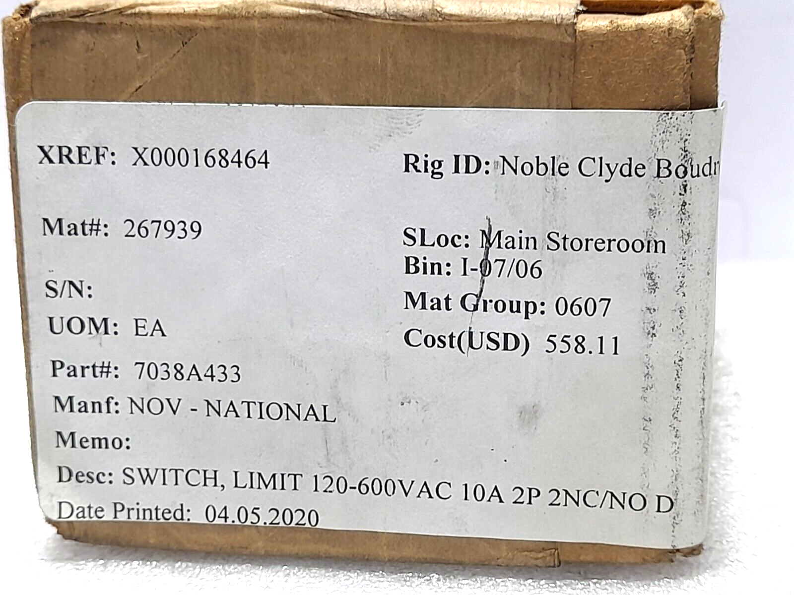 Square D 9007CR61B2 Ser A Limit Switch NOV 7038A433 9007 CR61B2 Head Type B