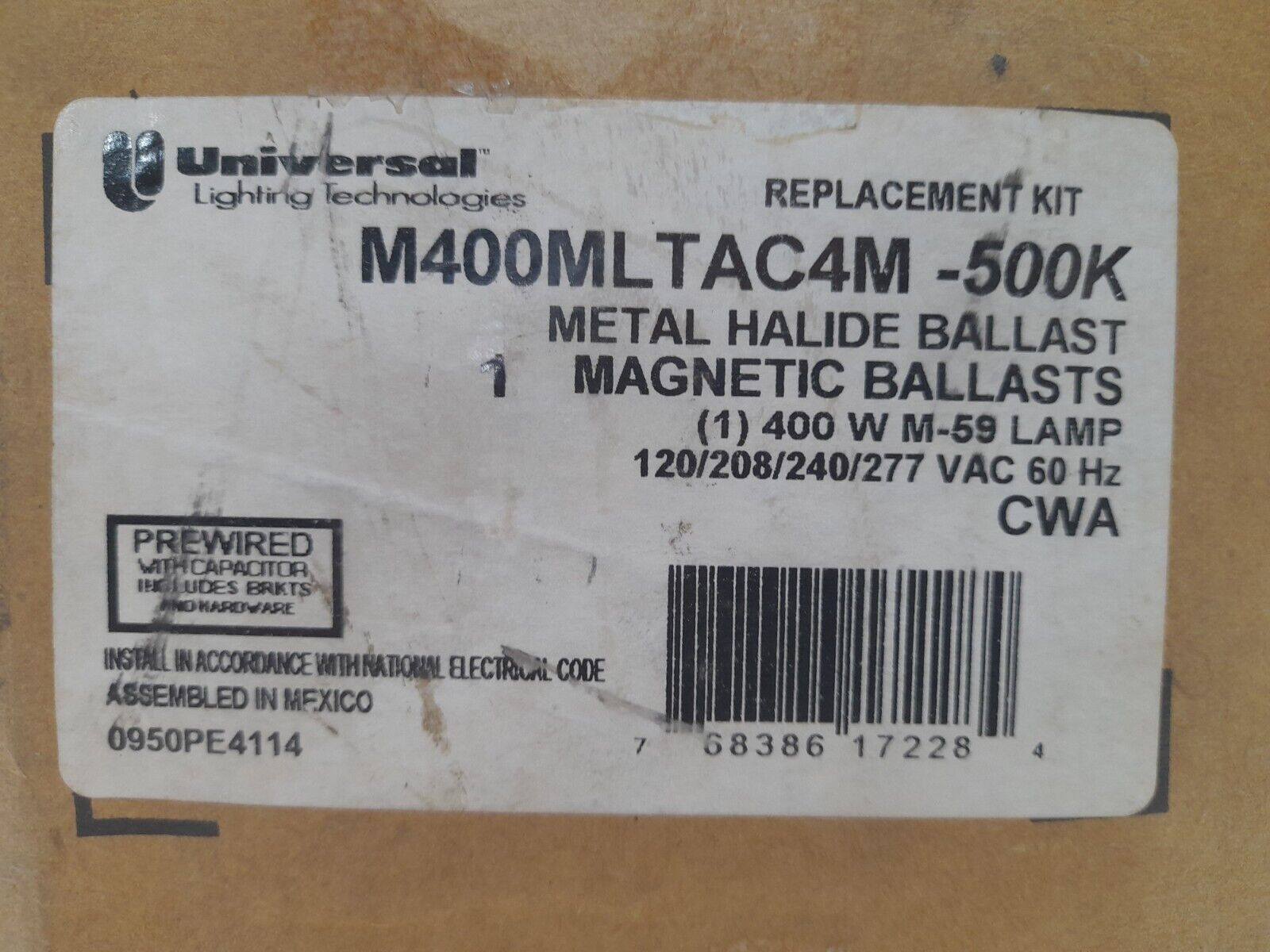 Universal Lighting Technologies M400MLTAC4M-500K Metal Halide Ballast