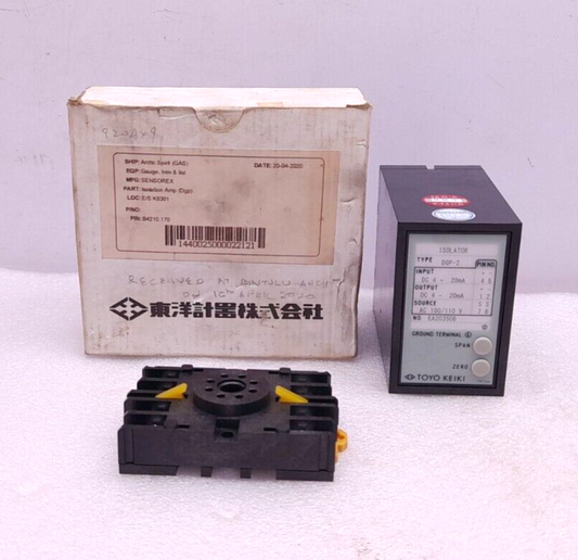 Toyo Keiki DGP-2 Isolator EA203506 In DC 4~20mA Out DC 4~20mA Source AC 100/110V