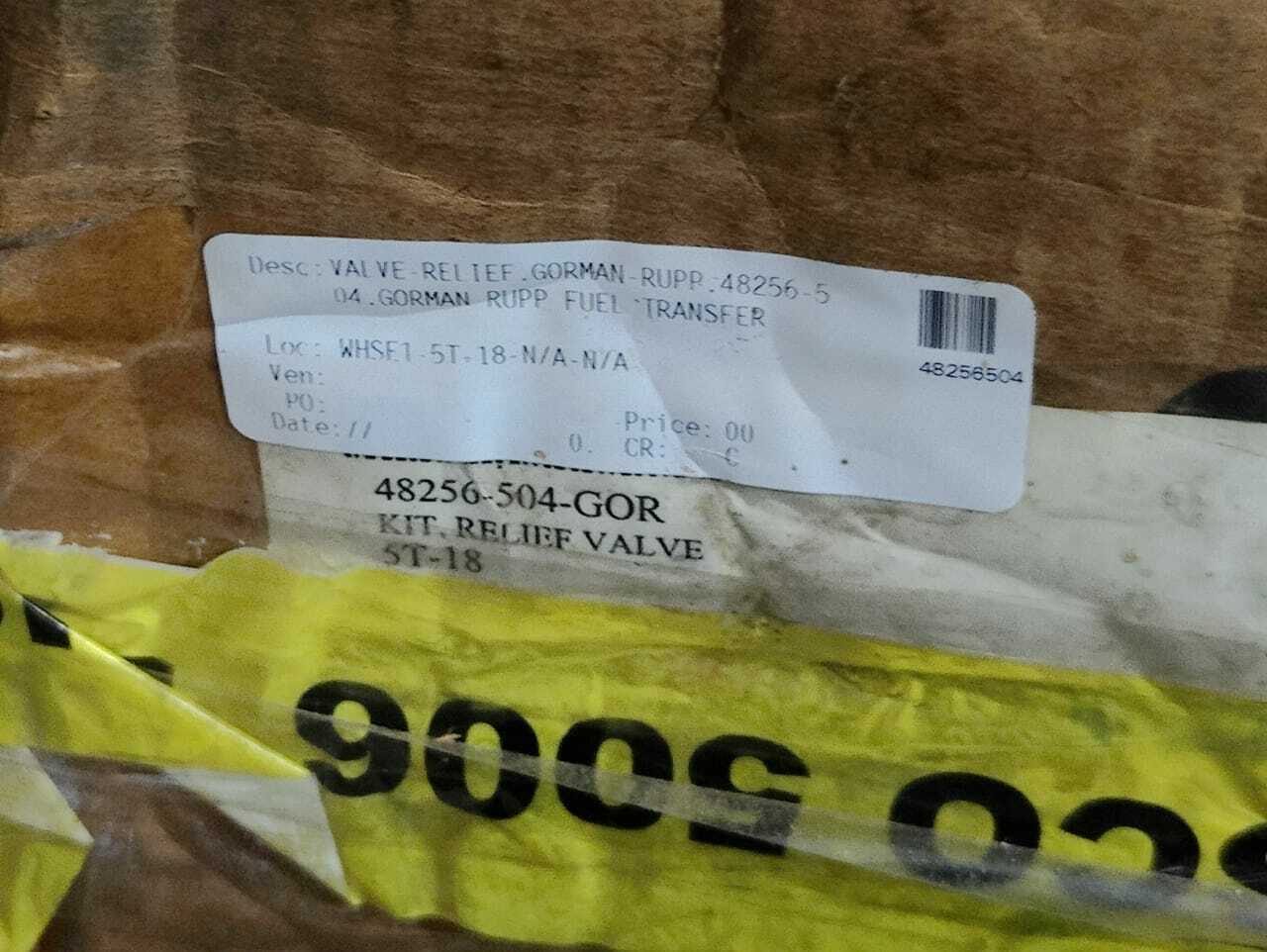 Gorman Rupp 48256-504 Relief Valve 48256504 48256-504-GOR Gorman Rupp Fuel Trans