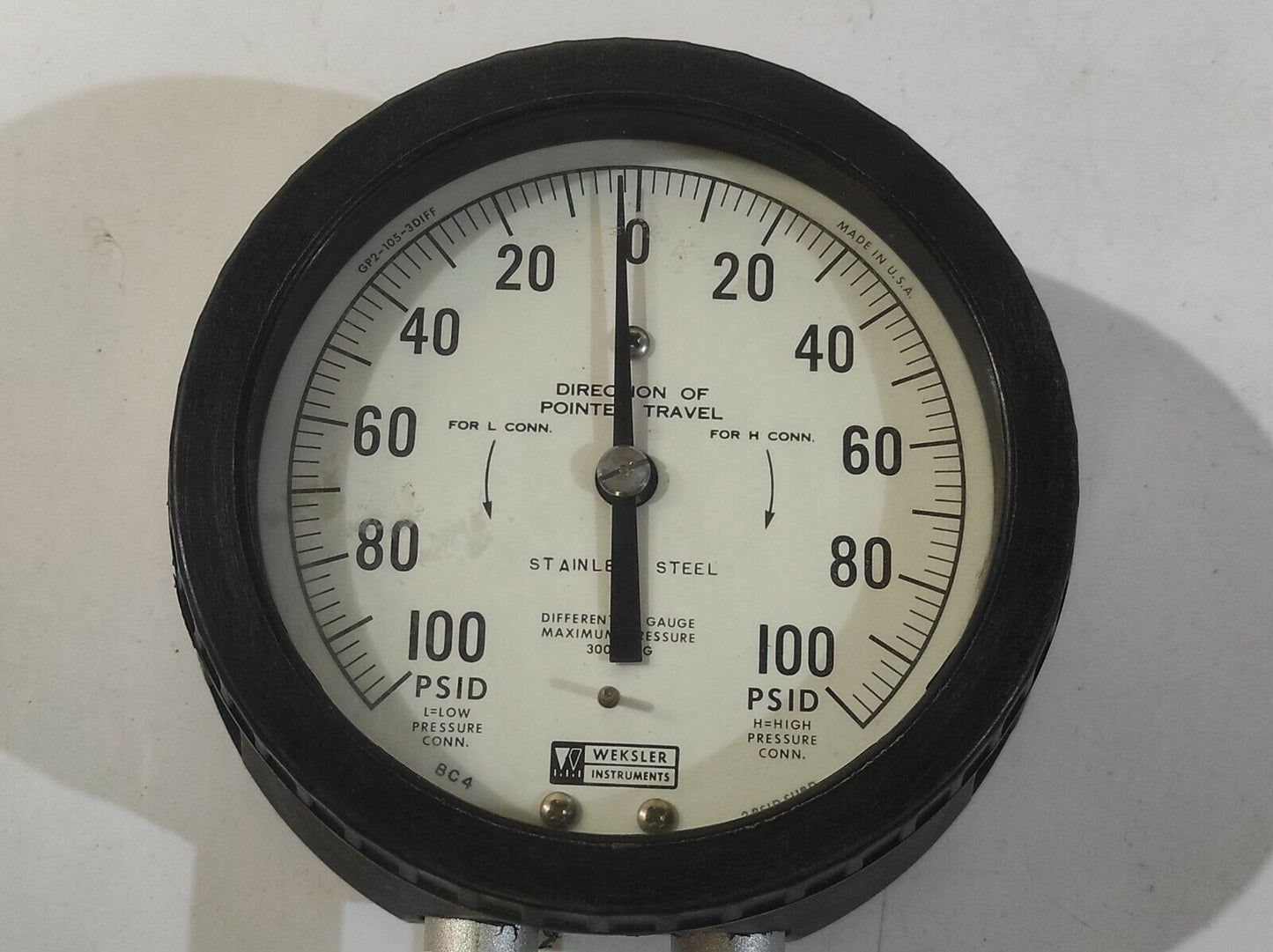 Weksler GP2-105-3DIFF BC4 Differential Pressure Gauge 100-0-100 PSID