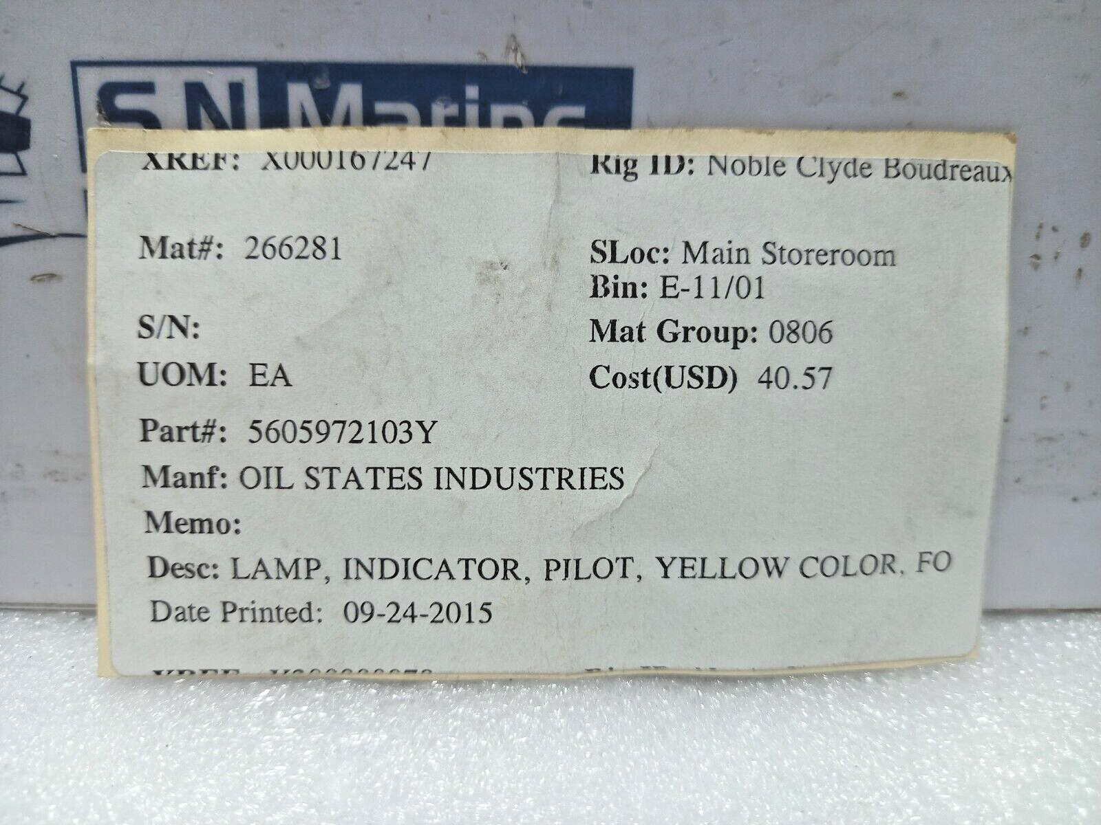 ABB MLB-1 Yellow Indicator Pilot Light Oil States 5605972103Y