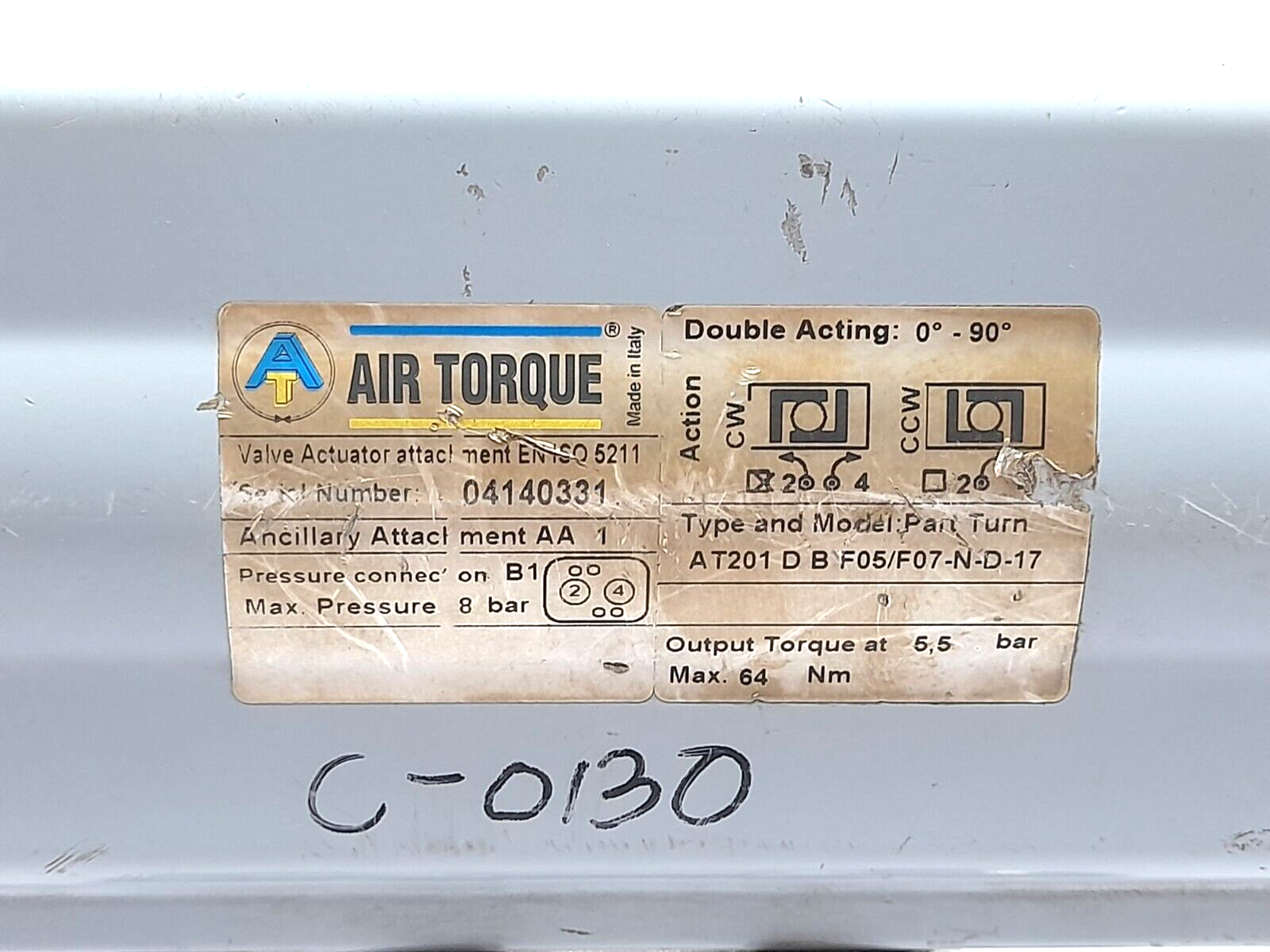 Air Torque AT201 D B F05/F07-N-D-17 Actuator With Series 77 DN 50-2” Ball Valve