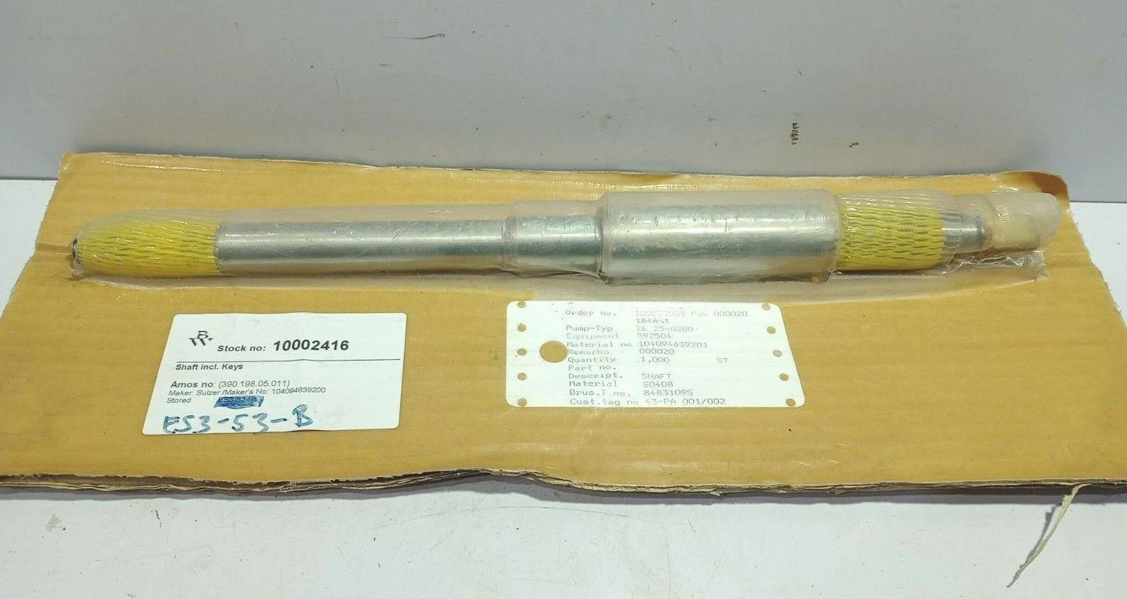 Sulzer 104094639200 Shaft Incl. Keys Pump Typ ZE 25-0200
