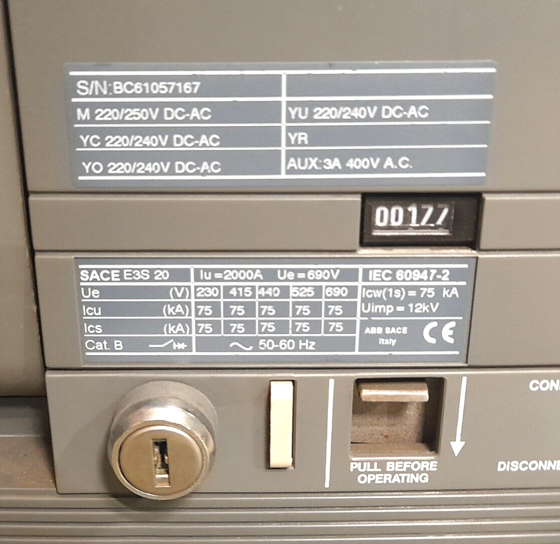 ABB SACE E3S 20 Circuit Breaker SACE PR121/P In 2000A SACE Emax E3 Iu 2000A