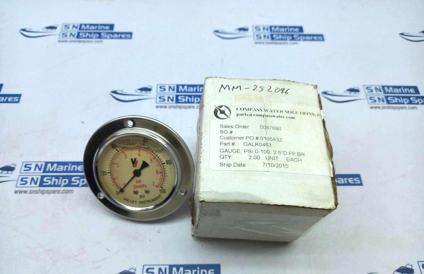 Valley Instruments GALK 0463 Liquid Filled Pressure Gauges 0-100Psi 0-7Bar