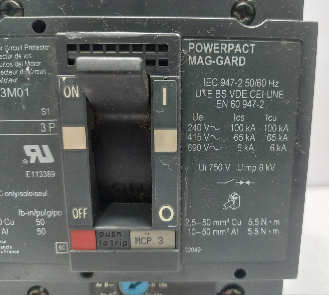 Square D GJL36003M01 Motor Circuit Protector Circuit Breaker 3A 3P
