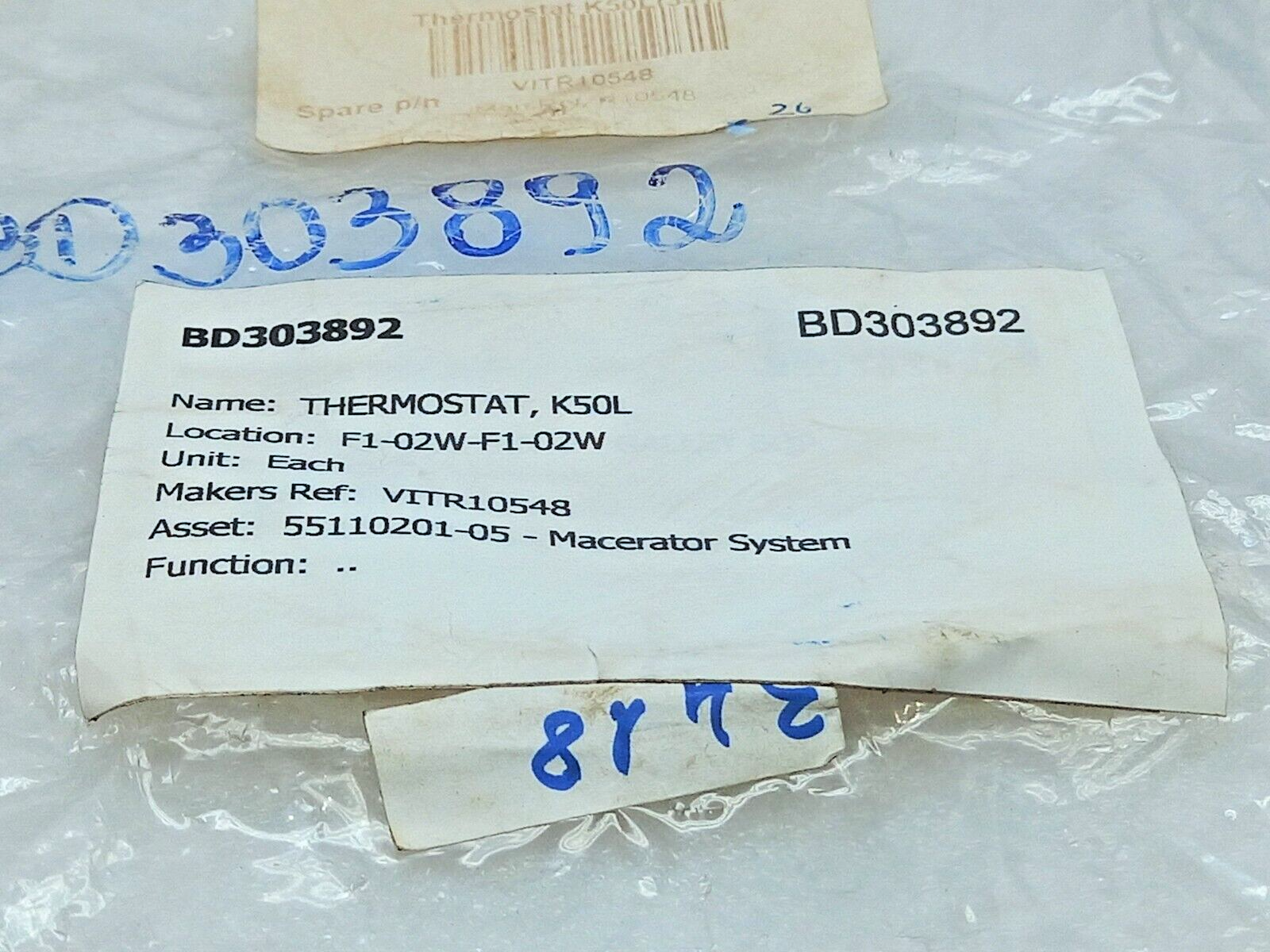 Vitrifrigo VITR10548 Refrigerator Thermostat K50L