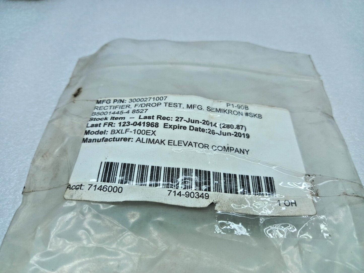 Semikron 3000271007 F/Drop Test Rectifier Model: BXLF-100EX Alimak Elevator