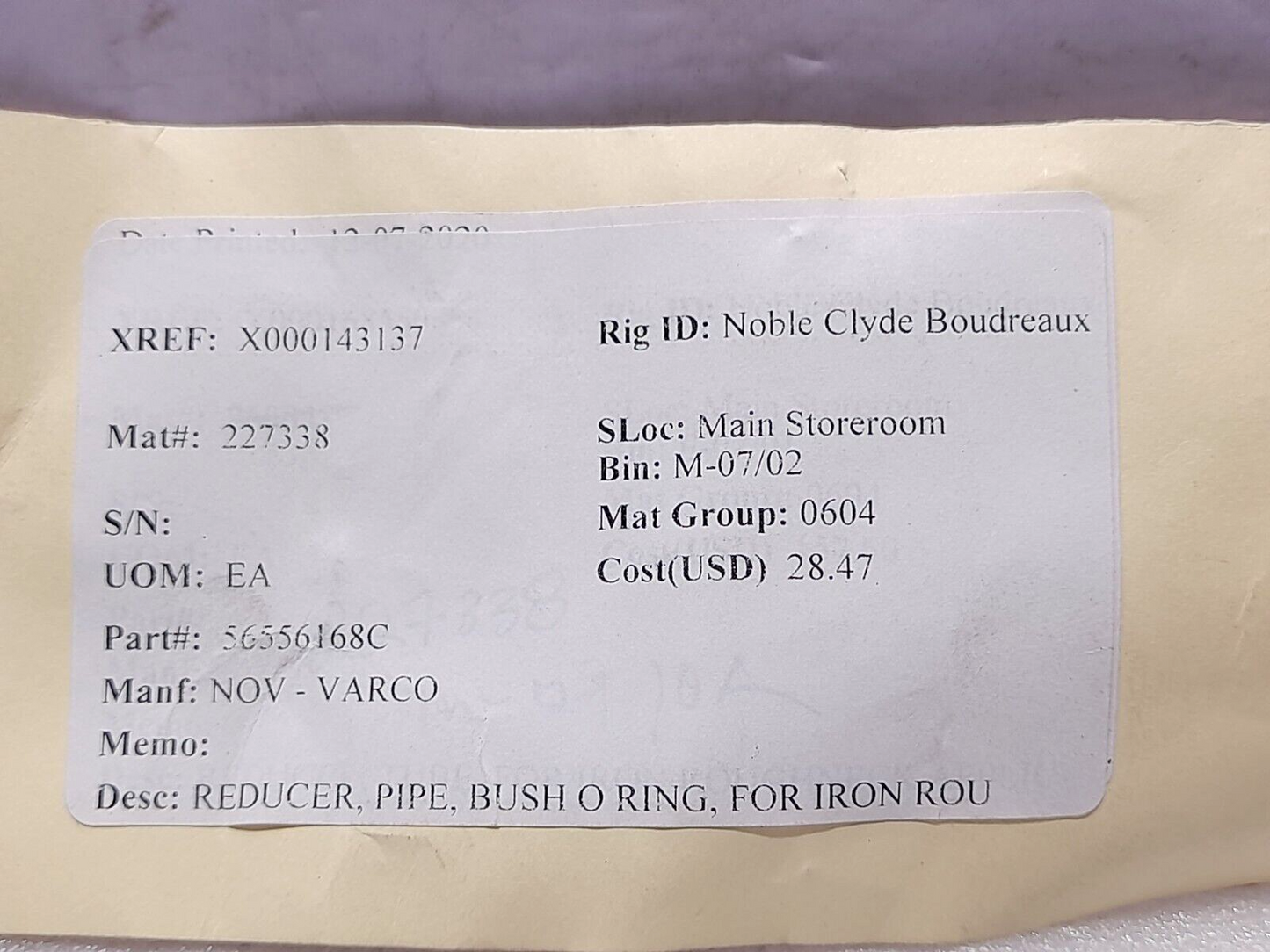 Varco Delafield 56556-16-8-C Rev B STR THD Reducer Expander 56556168C - 5PCs/Lot