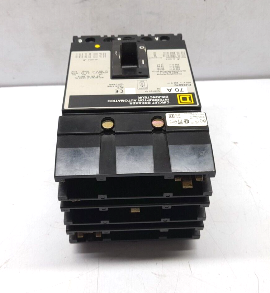 Square D FH36070 Circuit Breaker 600V~ 250VDC 50_60Hz 70A 3P
