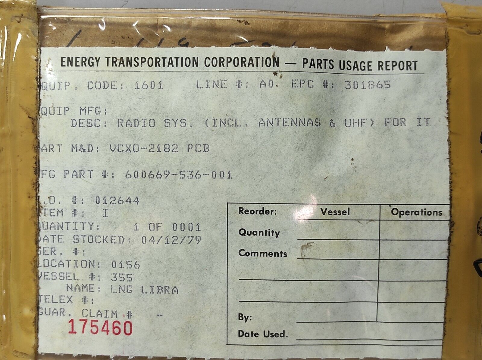 VCXO-2182 PCB 669-536 Rev 1 Radio Sys. ITT 600669-536-001