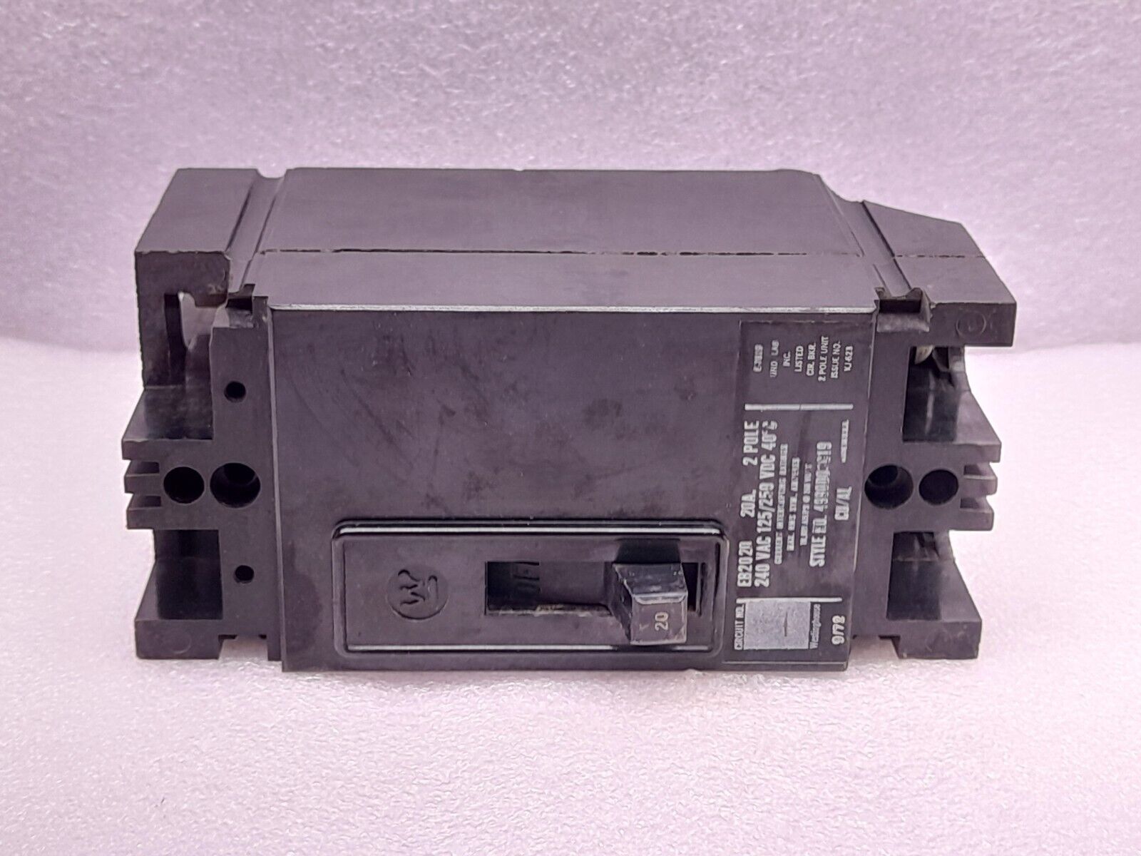 Westinghouse EB2020 Circuit Breaker 20A 2P 240VAC 125/250VDC