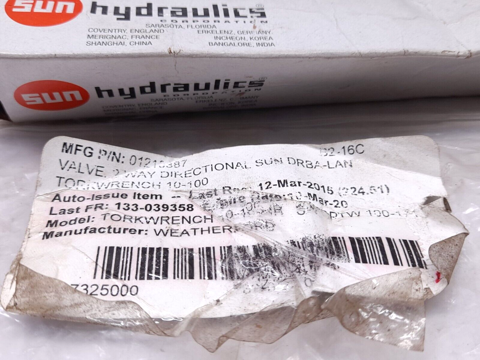 Sun Hydraulics DRBA LAN Directional Cartridge Valve DRBALAN