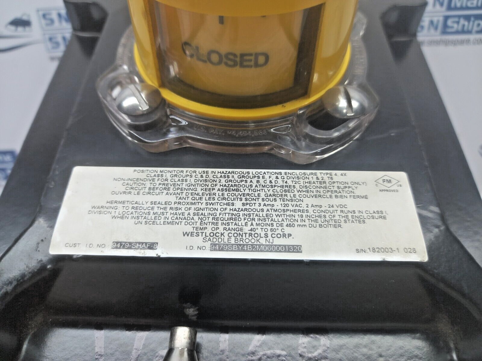 WESTLOCK CONTROLS 9479-SHAF-8 Secondary Valve Indicator With Asco EF8320G202