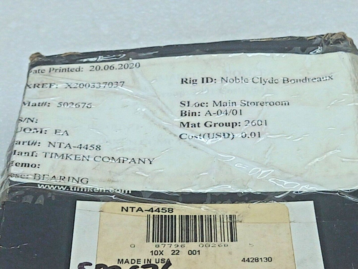 Timken NTA-4458 Torrington Needle Thrust Bearing