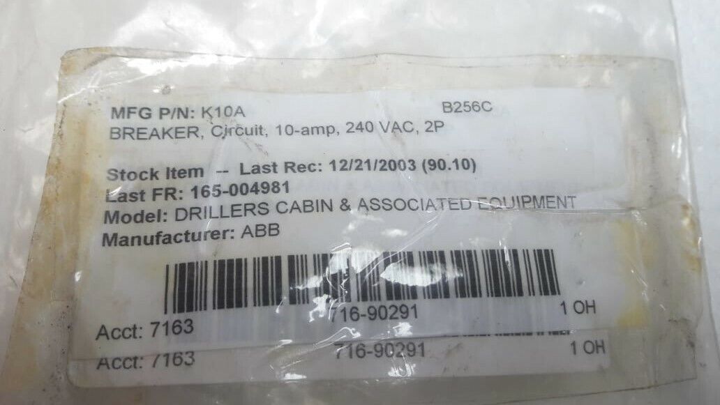 ABB S272 K10A Circuit Breaker 240VAC 2P ~400
