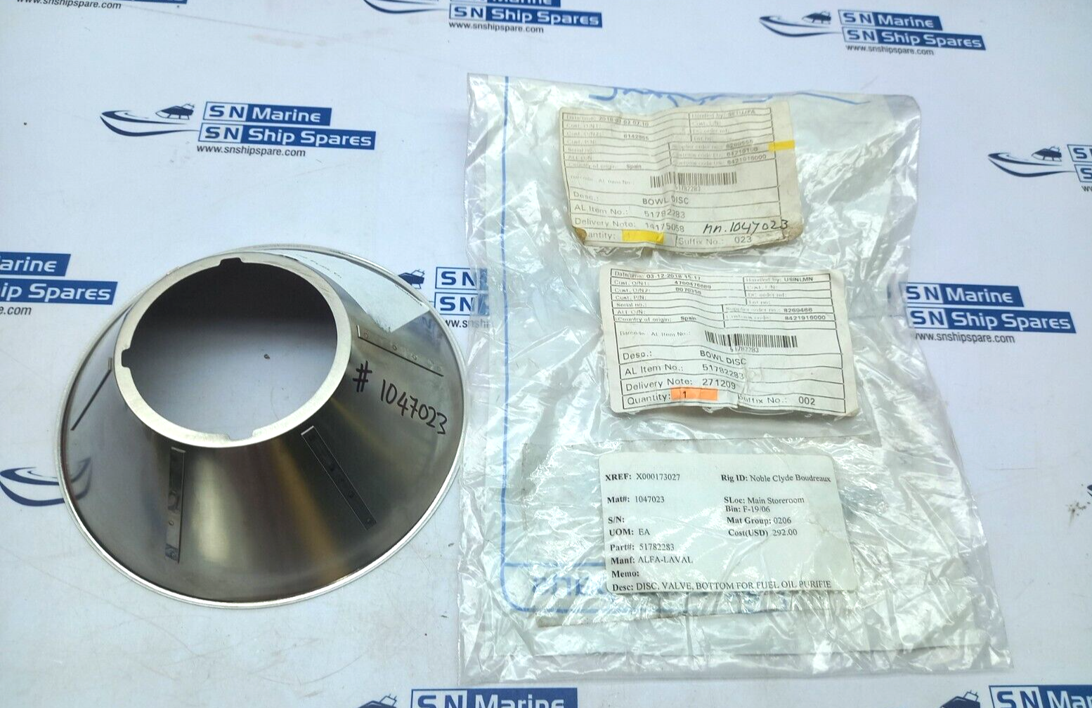 Alfa-Laval 51782283 Valve Disc For Bottom Fuel Oil Purifie