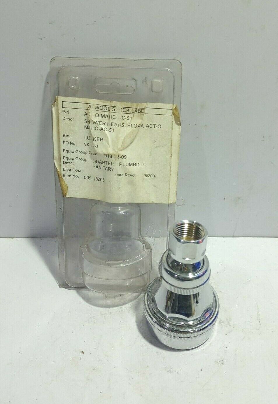 Sloan Valve A112.18.1M Self Cleaning  ACT-O-Matic Shower Head 2.5 G.P.M. Max