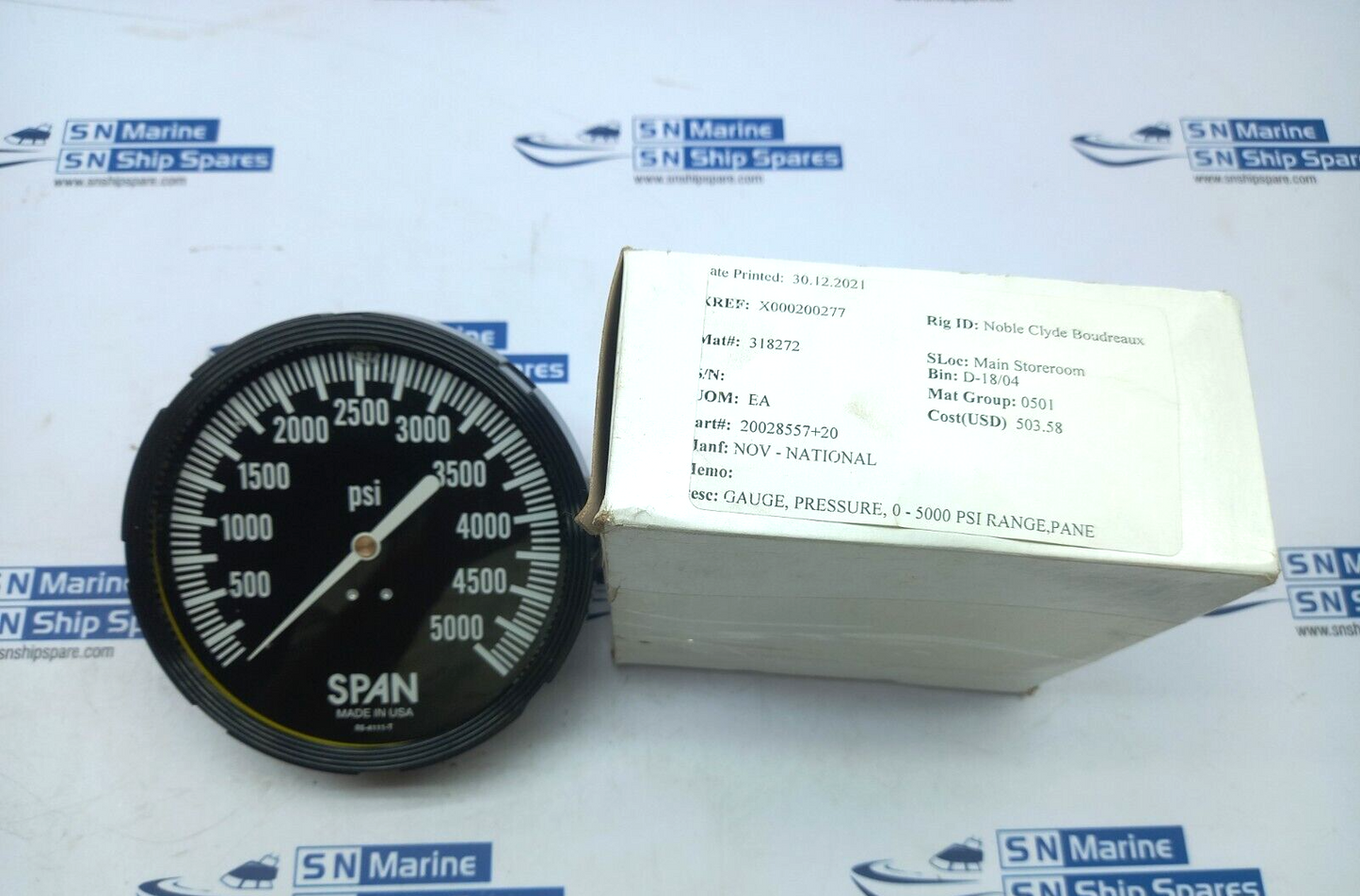 Span 05-4111-T Pressure Gauge 0-5000Psi Range Nov-National 20028557+20