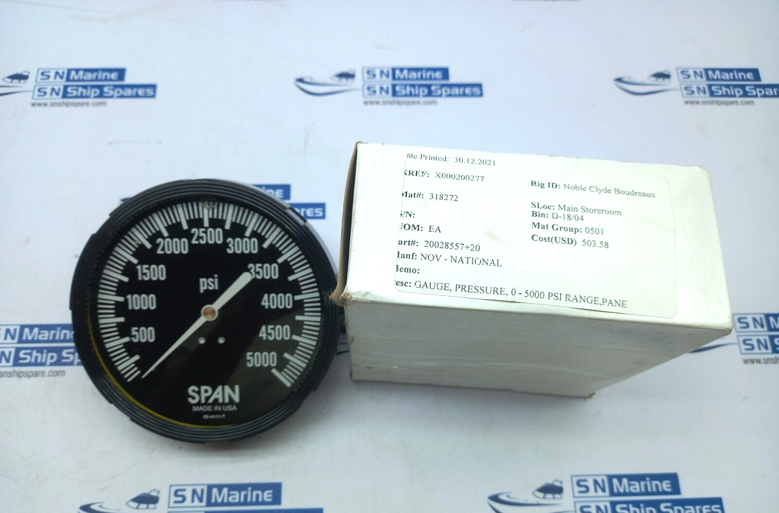 Span 05-4111-T Pressure Gauge 0-5000Psi Range Nov-National 20028557+20