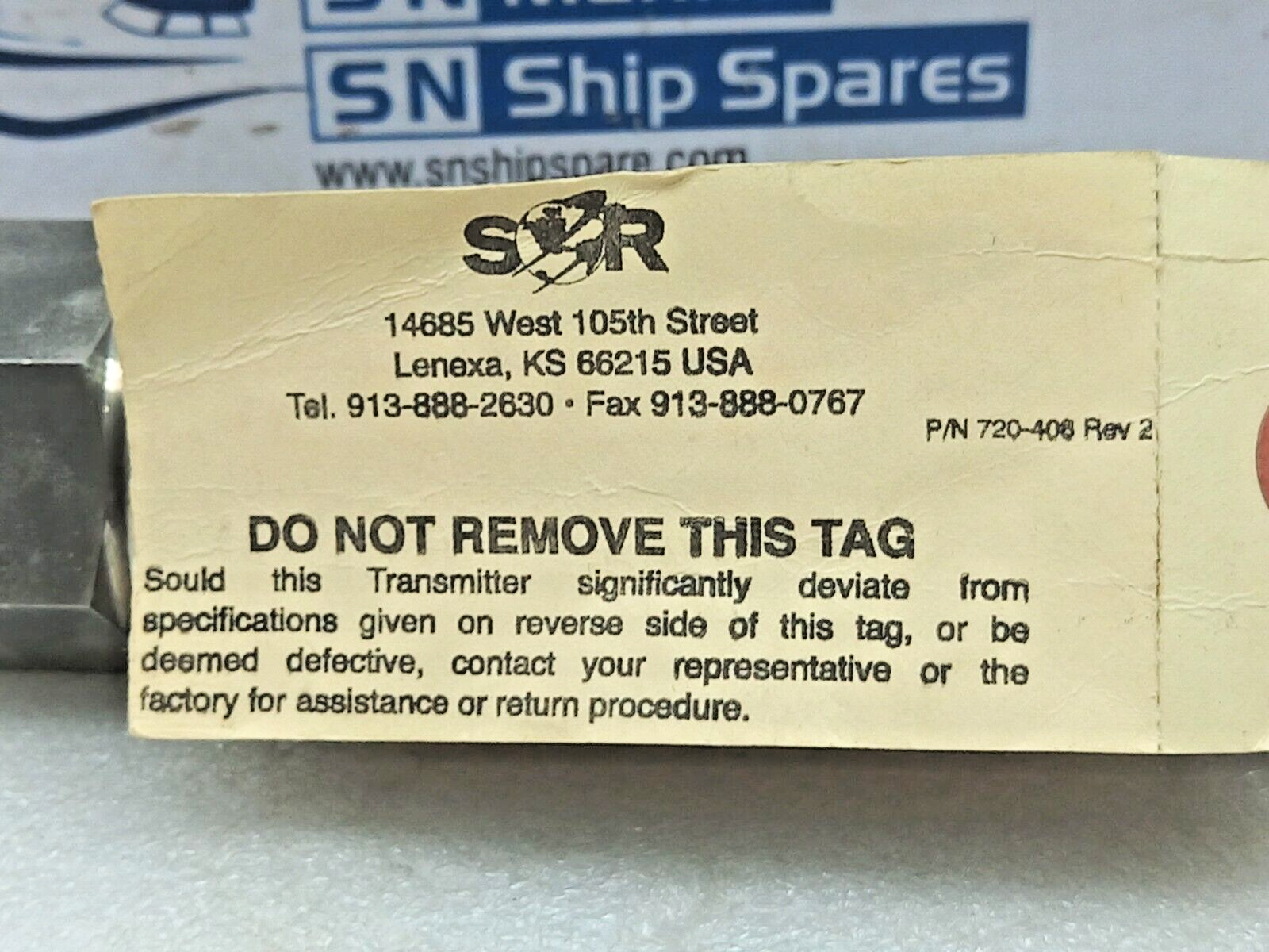 SOR 534HS-TN5K-P9-C1A Pressure Transmitter 0-5000Psi P/N 720-408 Rev 2